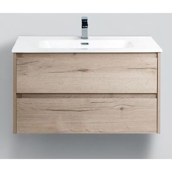Тумба подвесная с раковиной BelBagno 100 см KRAFT-1000-2C-SO-RGB (раковина LOV-1000-LVB) Rovere Galifax Bianco - фото 