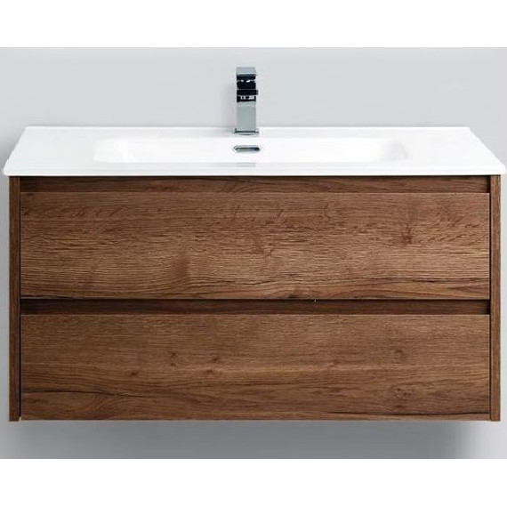Тумба подвесная с раковиной BelBagno 100 см KRAFT-1000-2C-SO-RT (раковина LOV-1000-LVB) Rovere Tabacco - фото 