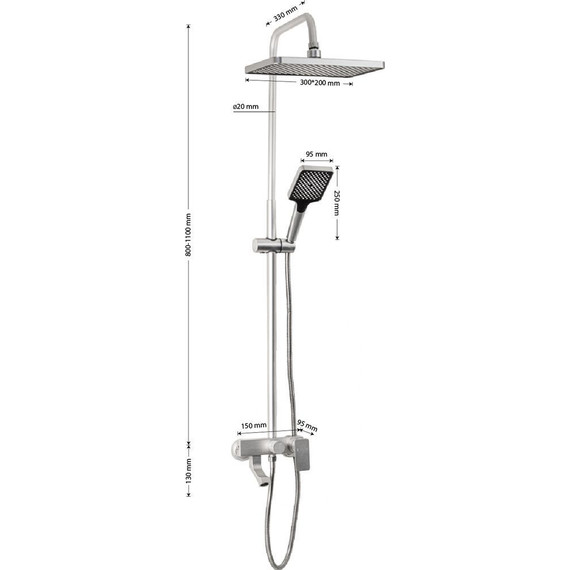 Душевая стойка Brimix 87755, алюминий - фото 7