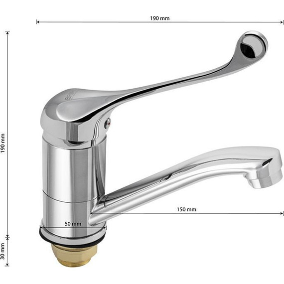 Смеситель для раковины с локтевой (хирургической) ручкой BRIMIX 1022-15 - фото 6