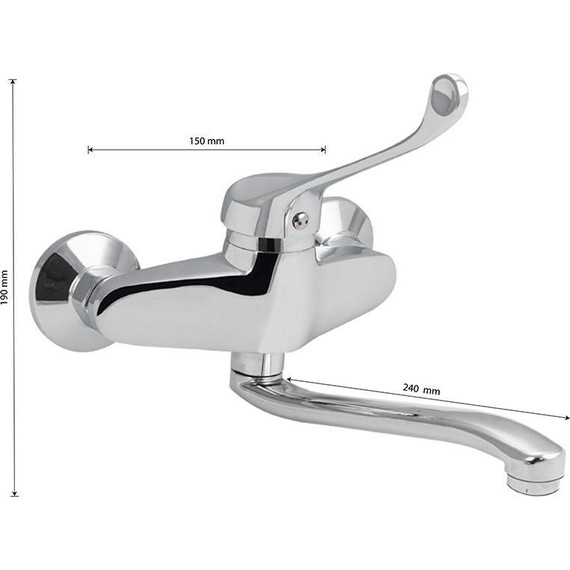 Смеситель настенный для раковины с локтевой (хирургической) ручкой Brimix 1022-20 - фото 6