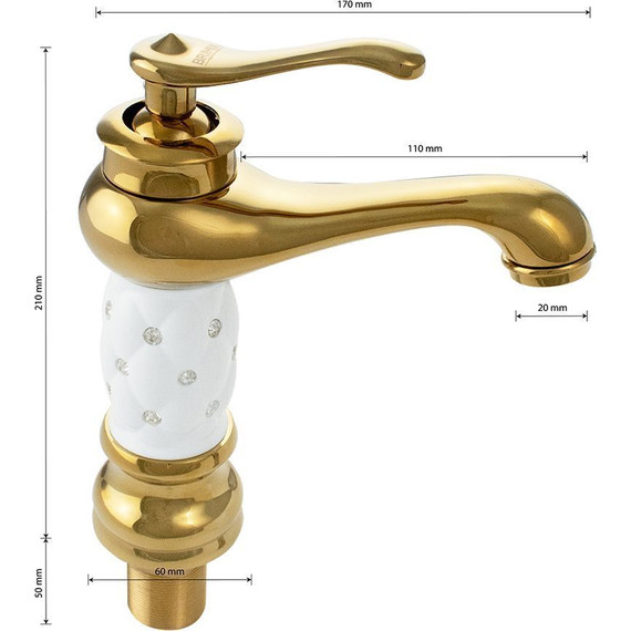 Смеситель для раковины Brimix 122, золото - фото 7