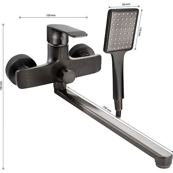 Смеситель для ванны GFmark 5170, титан - фото 5