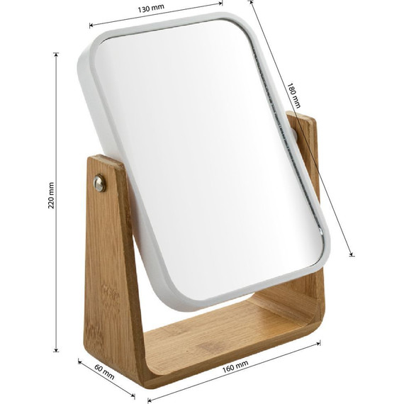 Зеркало косметическое настольное Санакс 75813, цвет белый/дерево - фото 4