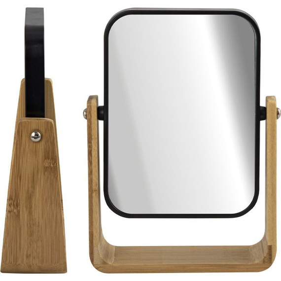 Зеркало косметическое настольное Санакс 75814, чёрный/дерево - фото 2