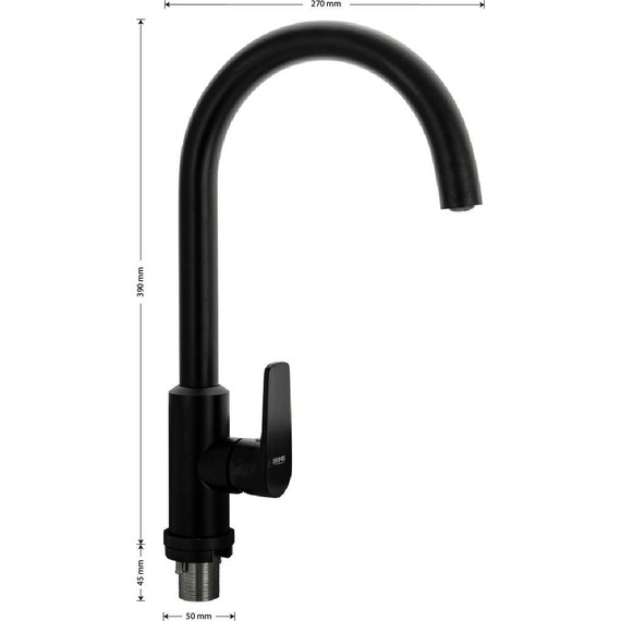 Смеситель для кухни Brimix 81210, чёрный - фото 5
