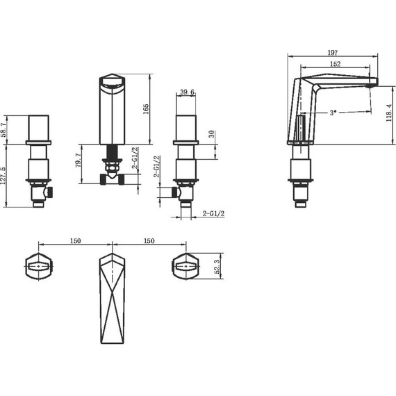 Смеситель для раковины Boheme Venturo 150-MG-ICE, matt gold - фото 2