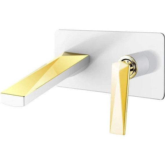 Смеситель для раковины настенный Boheme Venturo 385-W (со скрытой частью) white gold, Цвет производителя: white gold - фото 