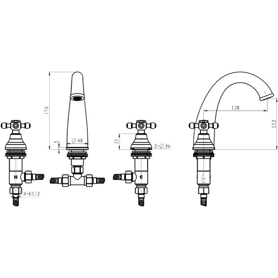 Смеситель для раковины Boheme Camelia 277, chrome - фото 2