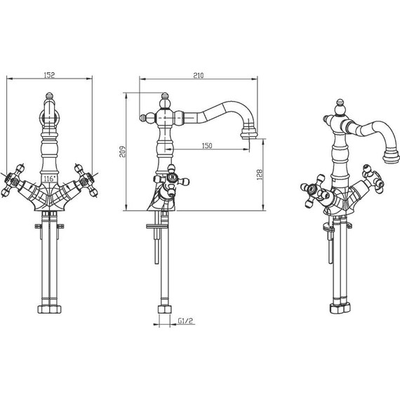 Смеситель для раковины Boheme Crystal 292-CRST, бронза - фото 2