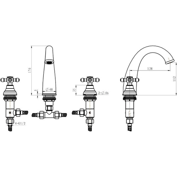 Смеситель для раковины Boheme Crystal 297-CRST, бронза - фото 4