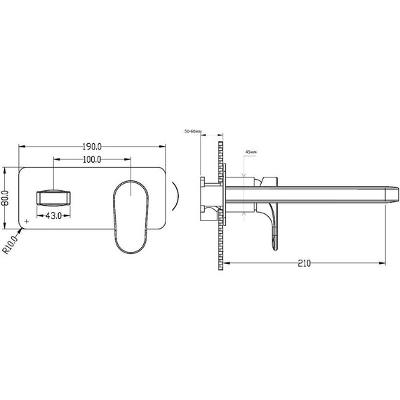 Смеситель для раковины настенный Boheme Spectre 455-BR (со скрытой частью) бронза, Цвет производителя: бронза - фото 2