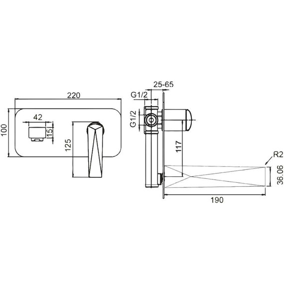 Смеситель для раковины настенный Boheme Venturo 385-B (со скрытой частью) чёрный/золото, Цвет производителя: чёрный, золото - фото 2