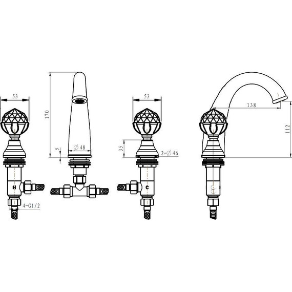 Смеситель для раковины Boheme Brillante Presente Swarovski 357, chrome - фото 4