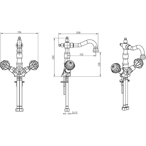 Смеситель для раковины Boheme Imperiale Presente Swarovski 332, золото - фото 5