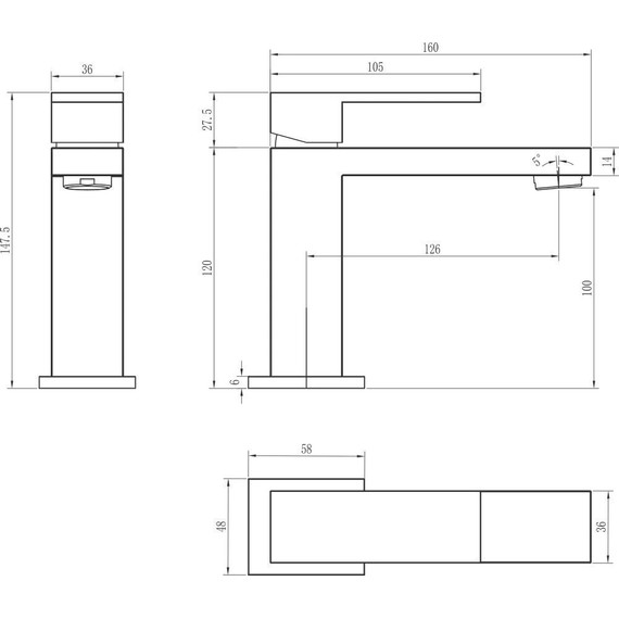 Смеситель для раковины Boheme Qubic 471-BR, бронза, Цвет производителя: бронза - фото 2