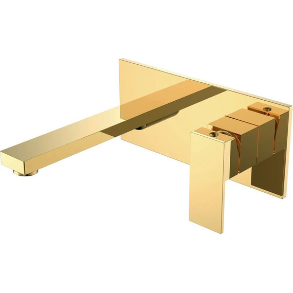 Смеситель для раковины настенный Boheme Qubic 475-G (со скрытой частью) gold, Цвет производителя: gold - фото 