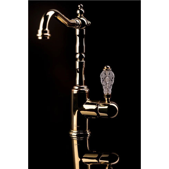 Смеситель для раковины высокий Boheme Crystal 282-CRST, золото - фото 2