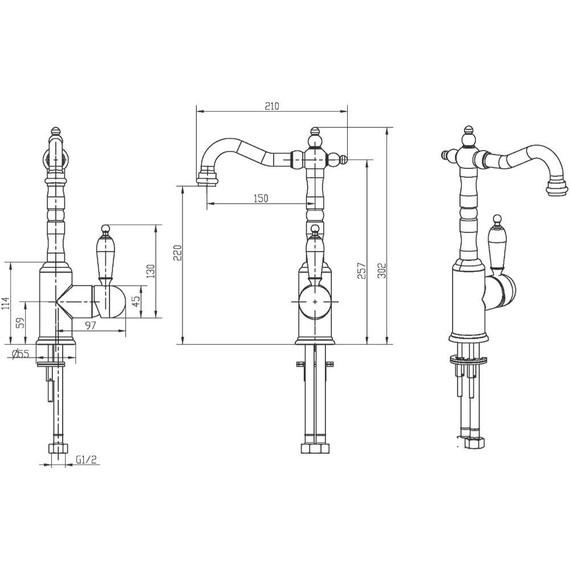 Смеситель для раковины высокий Boheme Brillante Ripresa Swarovski 342, chrome - фото 9