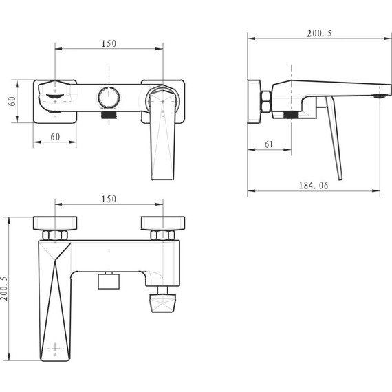 Смеситель для ванны Boheme Venturo 383-B, чёрный/золото, Цвет производителя: чёрный, золото - фото 2