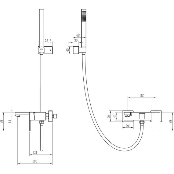 Смеситель для ванны Boheme Qubic 473-B, чёрный матовый, Цвет производителя: чёрный матовый - фото 2