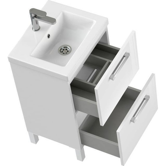 Тумба подвесная/напольная с раковиной Cersanit Melar 50 см B-SU-MEL-CM50, 2 ящика, белый - фото, картинка 6 Тумба подвесная/напольная с раковиной Cersanit Melar 50 см B-SU-MEL-CM50, 2 ящика, белый - фото 6