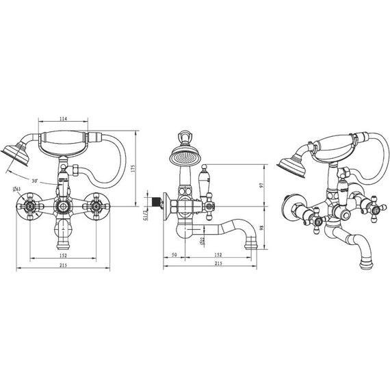 Смеситель для ванны Boheme Flora 293-FL, золото - фото 2