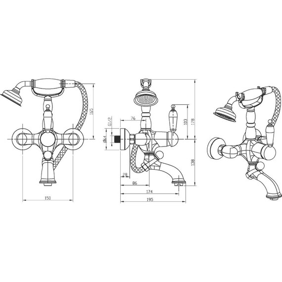Смеситель для ванны Boheme Provanse Ripresa 363, бронза - фото 2