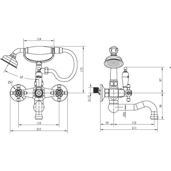 Смеситель для ванны Boheme Satin 293-ST, золото - фото 2