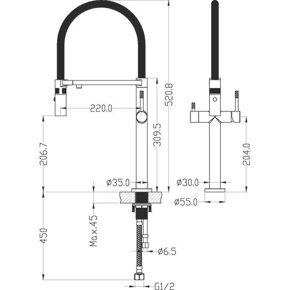 Смеситель для кухни Boheme Uno 115-B, чёрный матовый, Цвет производителя: чёрный матовый - фото 2