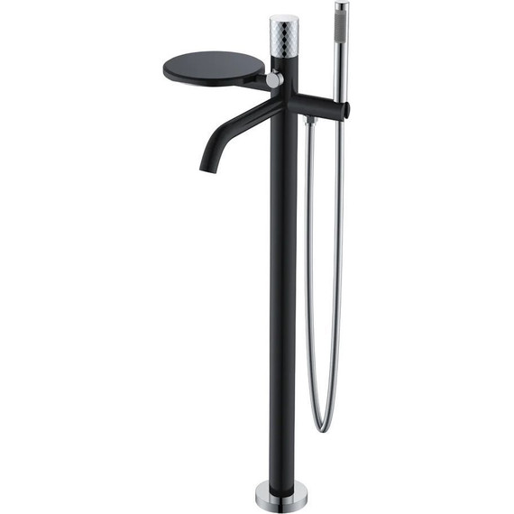 Смеситель для ванны напольный Boheme Stick 129-BCR, black chrome, Цвет производителя: black chrome - фото 