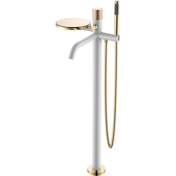 Смеситель для ванны напольный Boheme Stick 129-WG.2, white gold, Цвет производителя: white gold - фото 