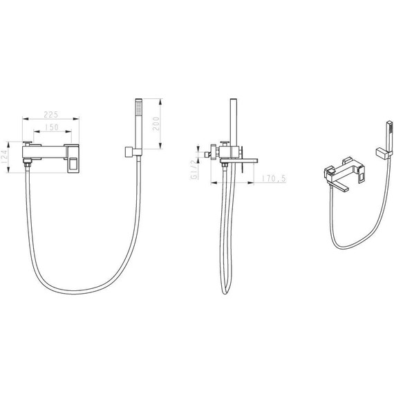 Смеситель для ванны Boheme Q 143-CRB, chrome black, Цвет производителя: chrome black - фото 2