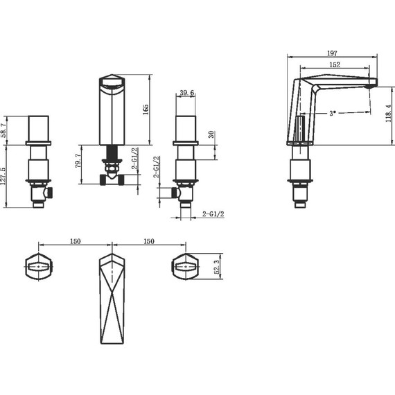 Смеситель для раковины Boheme Venturo 150-SGM-DIAMOND, shine gun metal, Цвет производителя: shine gun metal - фото 2