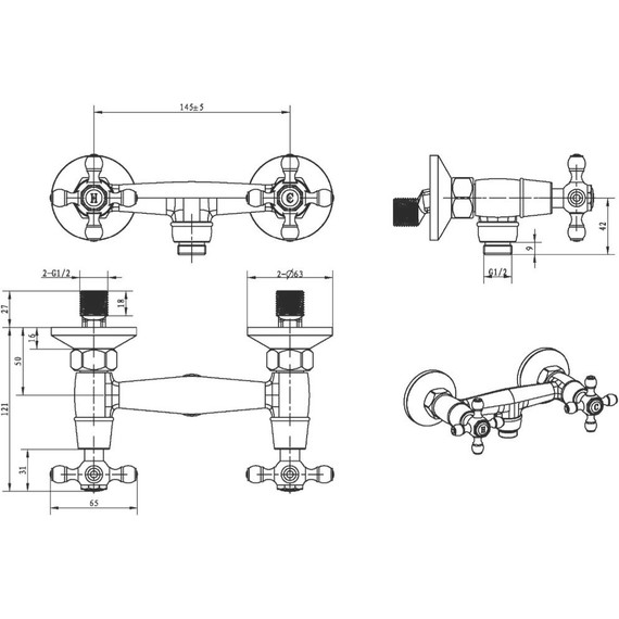Смеситель для душа Boheme Satin 294-ST, золото - фото 2