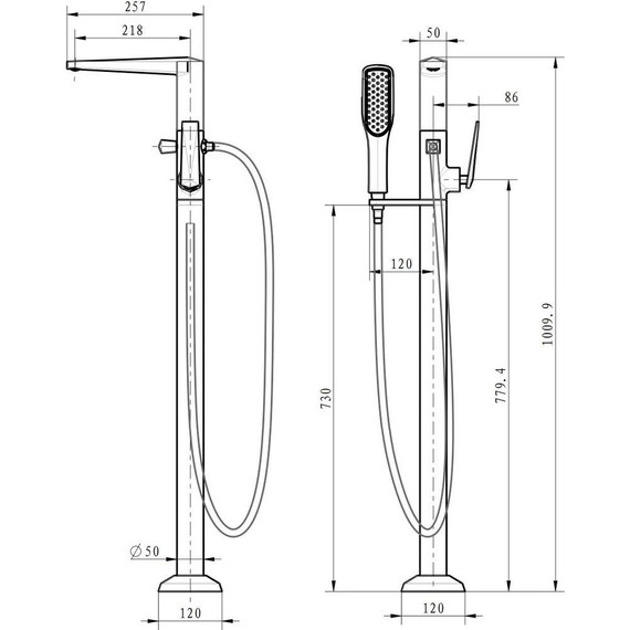 Смеситель для ванны напольный Boheme Venturo 389-B, чёрный/золото, Цвет производителя: чёрный, золото - фото 3