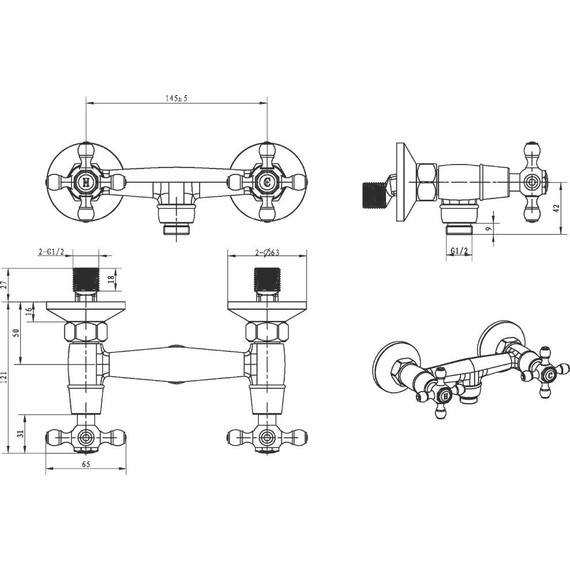 Смеситель для душа Boheme Camelia 314, бронза - фото 2