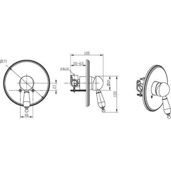 Смеситель для душа Boheme Tradizionale 285 (со скрытой частью) золото - фото 2