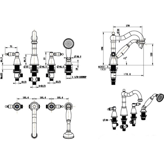 Смеситель для ванны Boheme Provanse 394, бронза - фото 2