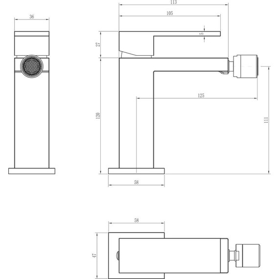 Смеситель для биде Boheme Qubic 476-SGM, shine gun metal, Цвет производителя: shine gun metal - фото 2