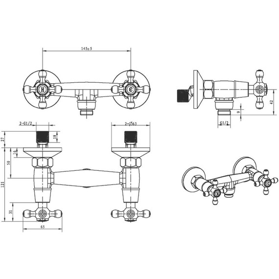 Смеситель для душа Boheme Tradizionale 294, золото - фото 2