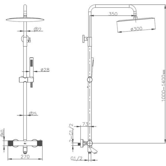 Душевая стойка с термостатом Boheme Uno 468-T-B, чёрный матовый, Цвет производителя: чёрный матовый - фото 2