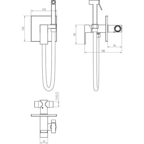 Набор для гигиенического душа Boheme Qubic 477-MG, matt gold, Цвет производителя: matt gold - фото 2
