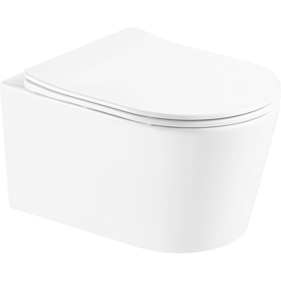 Инсталляция с подвесным унитазом комплект: Grohe Rapid SL 38772001 с подвесным безободковым унитазом Aquatek Оберон AQ1365T-00 сиденье микролифт, крепление, кнопка смыва хром (Система смыва торнадо) - фото 6