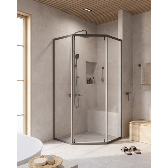 Душевое ограждение 100x100 см Cezares Relax-304-P-1-100-C-GM, оружейная сталь/прозрачное - фото 