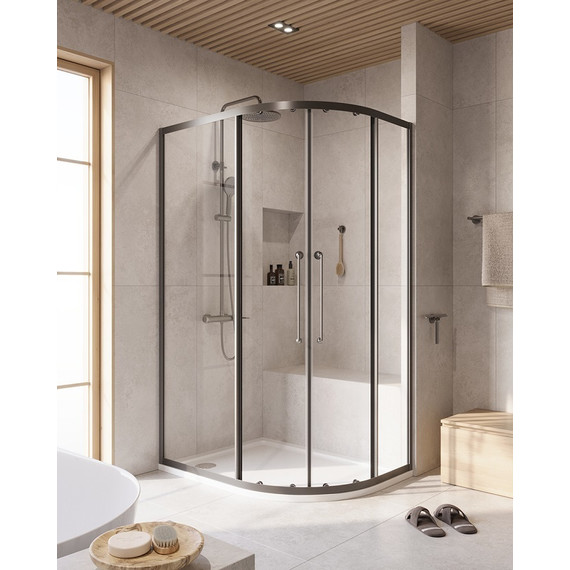 Душевое ограждение 90x120 см Cezares Relax-304-RH-2-120/90-C-GM, оружейная сталь/прозрачное - фото 