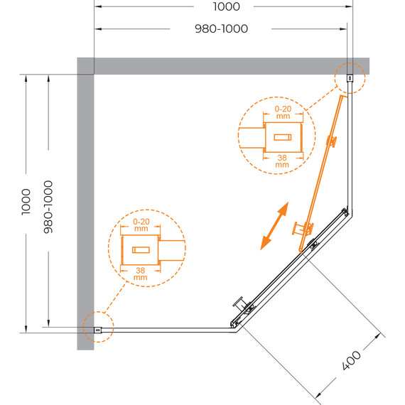 Душевое ограждение 100x100 см Cezares Relax-304-P-1-100-C-GM, оружейная сталь/прозрачное - фото 6