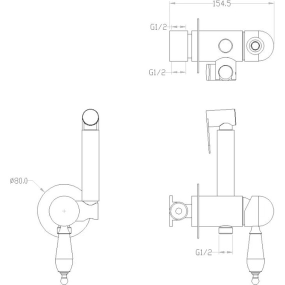 Набор для гигиенического душа Boheme Imperiale 435 (со скрытой частью) золото - фото 2