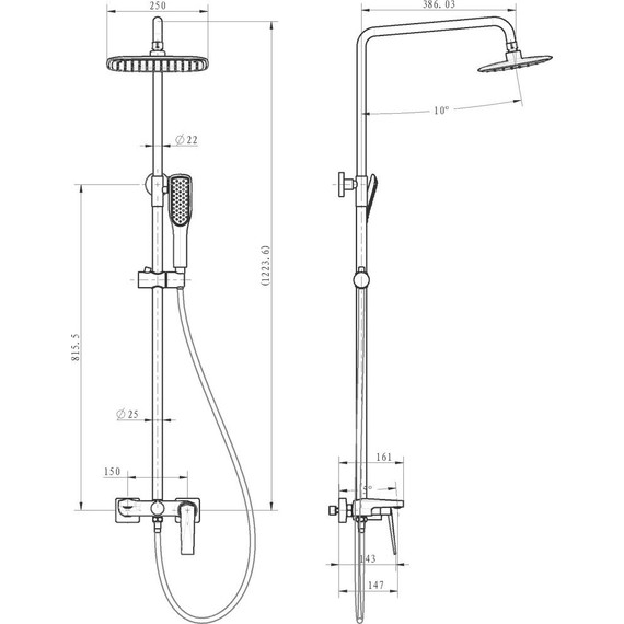 Душевая стойка Boheme Venturo 378-B, black chrome, Цвет производителя: black chrome - фото 2