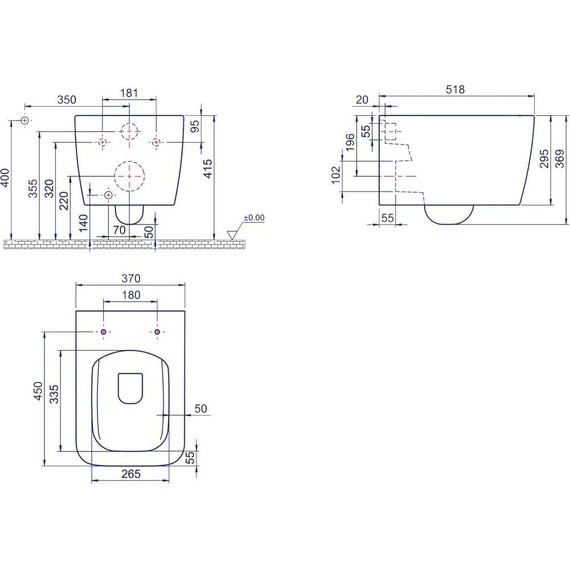 Унитаз подвесной безободковый Boheme Zen 967-B с тонкой крышкой микролифт, чёрный матовый, Цвет производителя: чёрный матовый - фото 3